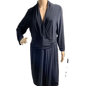 NWT Chaps Black Long Sleeve Wrap Dress Size Extra Large Minimalist Classic Glam
